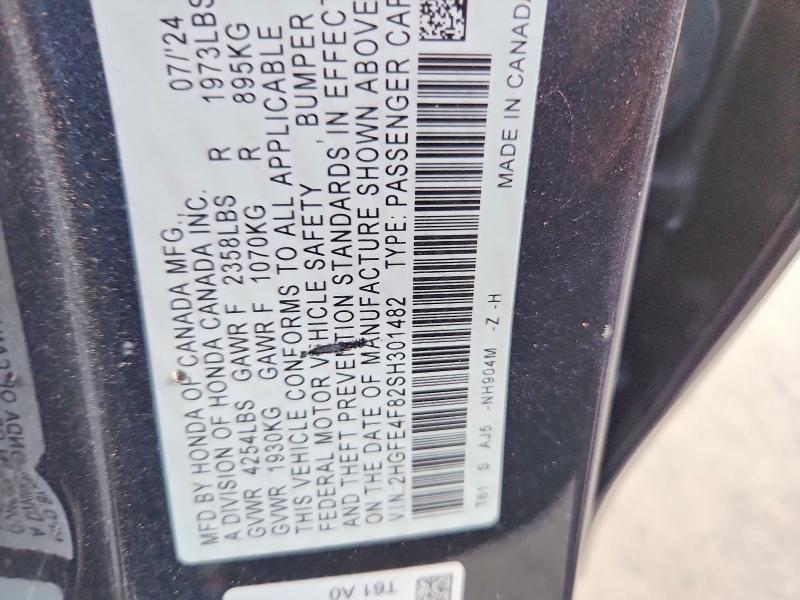 66193826 :رقم المزاد ، 2HGFE4F82SH301482 vin ، 2025 Honda Civic مزاد بيع