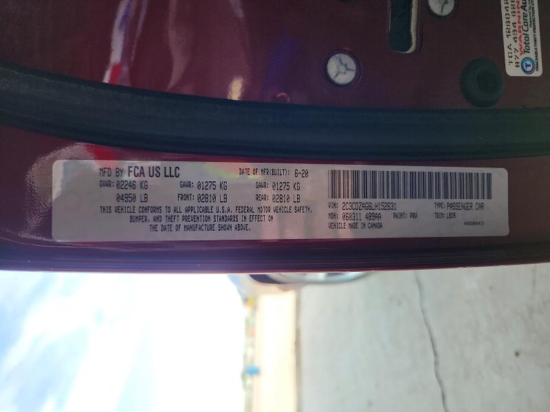 64259696 :رقم المزاد ، 2C3CDZAG6LH152631 vin ، 2020 Dodge Challenger مزاد بيع