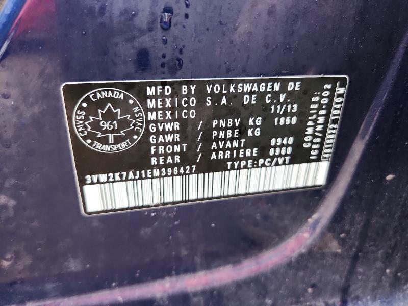 64452366 :رقم المزاد ، 3VW2K7AJ1EM396427 vin ، 2014 Volkswagen Jetta مزاد بيع