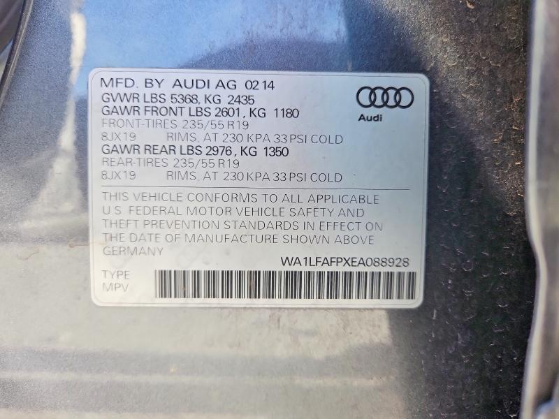65414546 :رقم المزاد ، WA1LFAFPXEA088928 vin ، 2014 Audi Q5 مزاد بيع