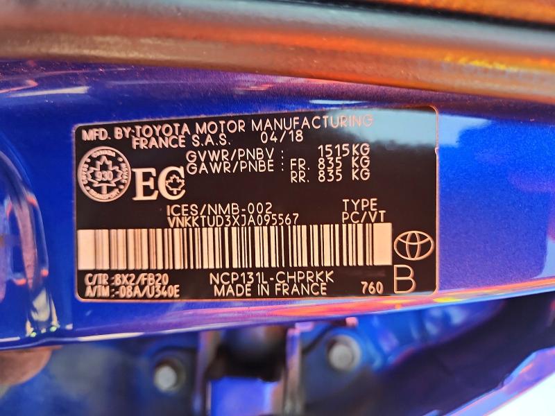 Продаж на аукціоні авто 2018 Toyota Yaris, vin: VNKKTUD3XJA095567, номер лоту: 61769346
