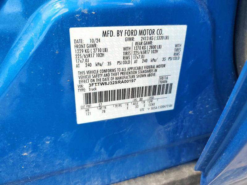 Продажа на аукционе авто 2025 Ford Maverick, vin: 3FTTW8J32SRA00197, номер лота: 65692226