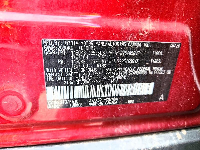 Aukcja sprzedaży 2024 Toyota Rav4, vin: 2T3W1RFV8RW344585, numer aukcji: 65036506