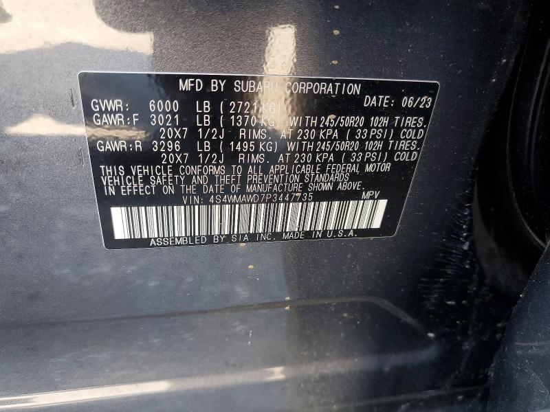 63743736 :رقم المزاد ، 4S4WMAWD7P3447735 vin ، 2023 Subaru Ascent مزاد بيع