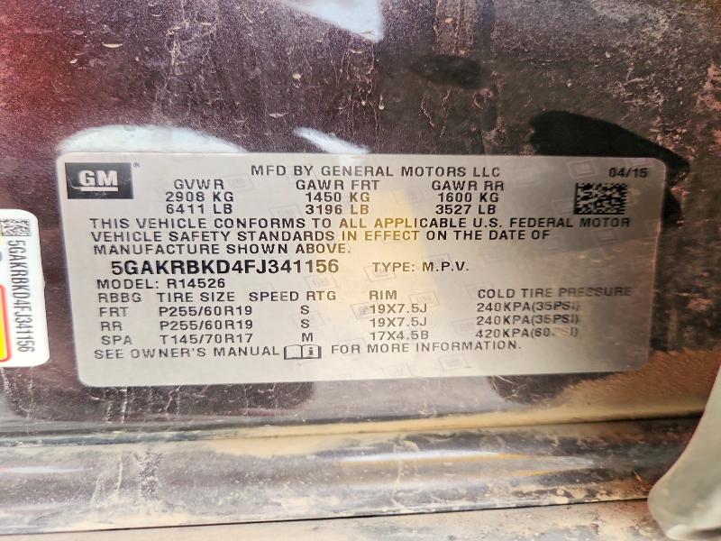 Aukcja sprzedaży 2015 Buick Enclave, vin: 5GAKRBKD4FJ341156, numer aukcji: 63409176