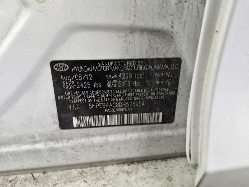 2013 Hyundai Sonata მანქანა იყიდება აუქციონზე, vin: 5NPEB4AC8DH578954, აუქციონის ნომერი: 64180676