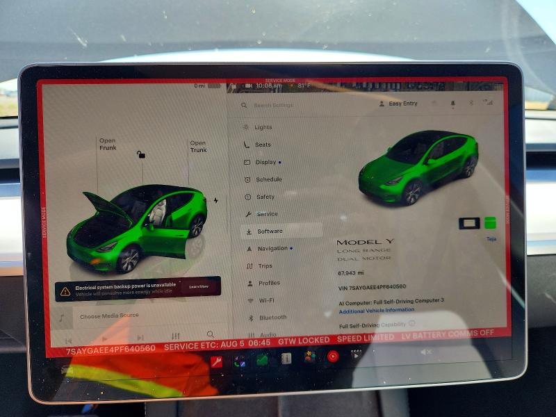 64290066 :رقم المزاد ، 7SAYGAEE4PF640560 vin ، 2023 Tesla Model Y مزاد بيع
