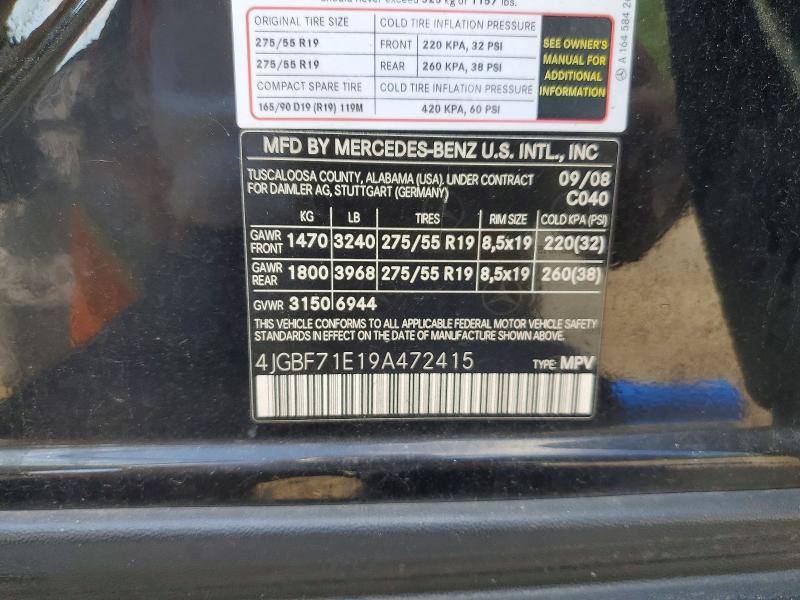 63640906 :رقم المزاد ، 4JGBF71E19A472415 vin ، 2009 Mercedes-benz Gl مزاد بيع
