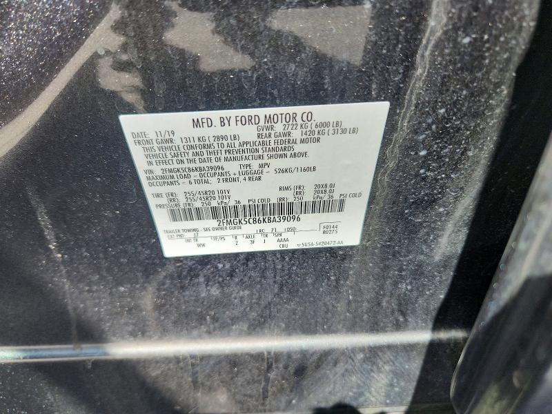64381796 :رقم المزاد ، 2FMGK5C86KBA39096 vin ، 2019 Ford Flex مزاد بيع