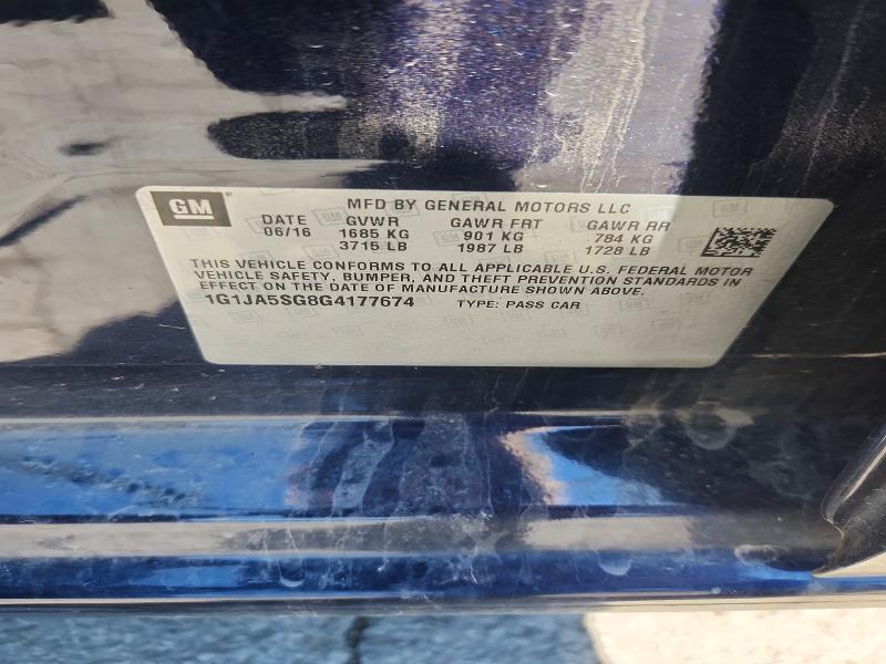 63952136 :رقم المزاد ، 1G1JA5SG8G4177674 vin ، 2016 Chevrolet Sonic مزاد بيع