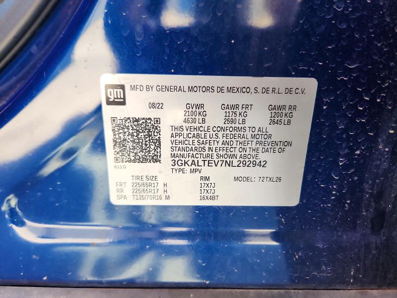 2022 Gmc Terrain მანქანა იყიდება აუქციონზე, vin: 3GKALTEV7NL292942, აუქციონის ნომერი: 66370326