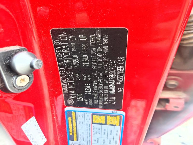 Aukcja sprzedaży 2011 Kia Optima, vin: KNAGM4A78B5079541, numer aukcji: 63810176