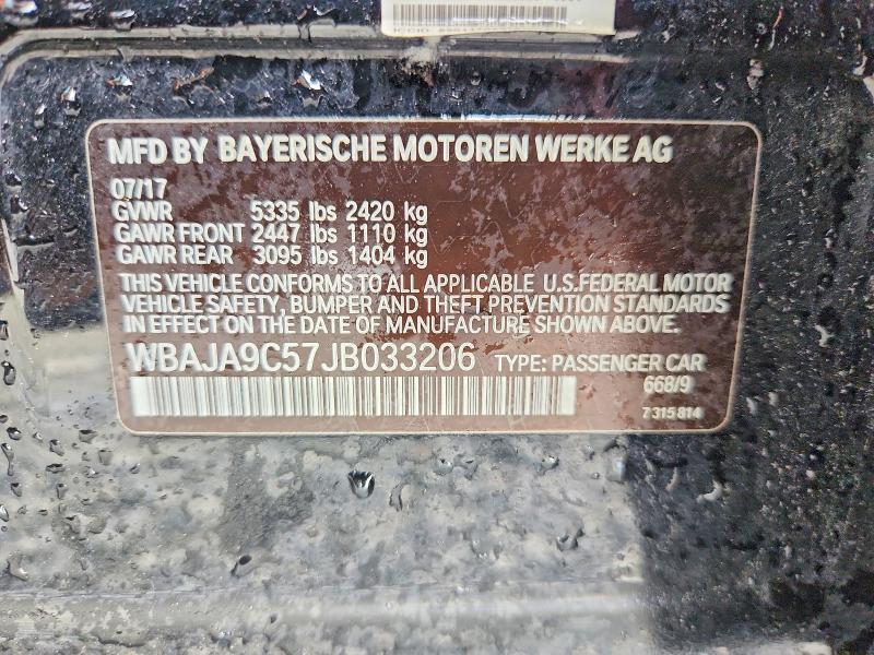 2018 Bmw 530e მანქანა იყიდება აუქციონზე, vin: WBAJA9C57JB033206, აუქციონის ნომერი: 65861916
