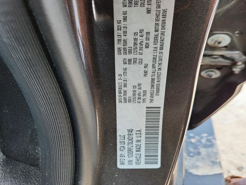Продаж на аукціоні авто 2020 Ram 1500, vin: 1C6SRFLT0LN319145, номер лоту: 65949726