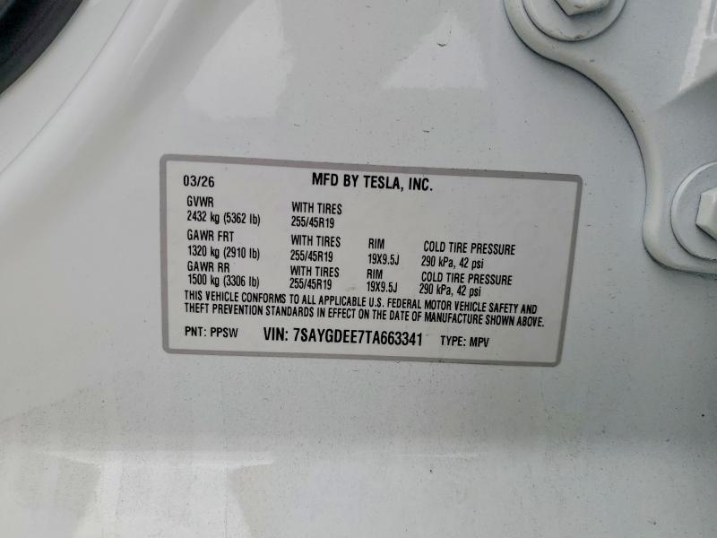 66571826 :رقم المزاد ، 7SAYGDEE7TA663341 vin ، 2026 Tesla Model Y مزاد بيع