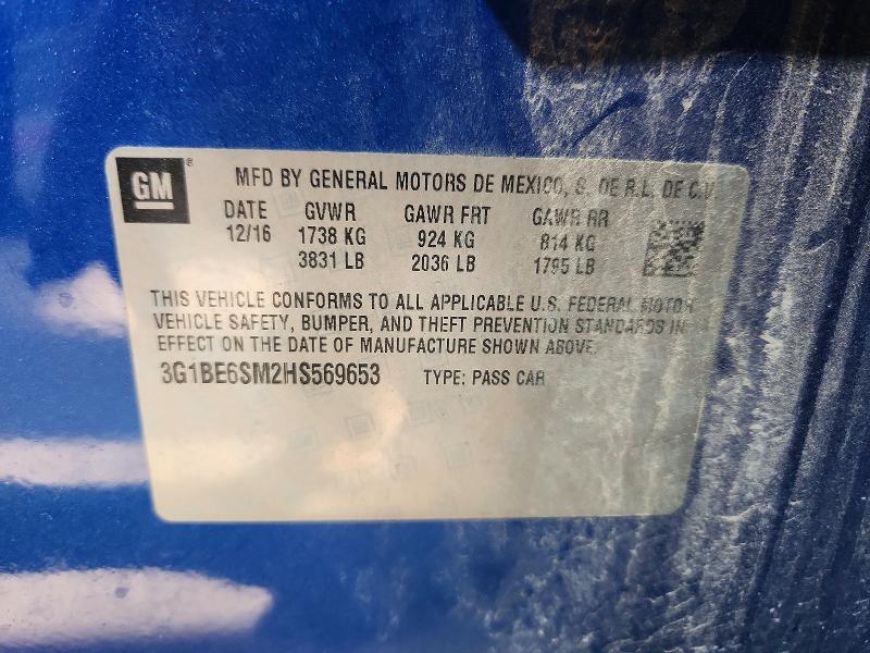 Продаж на аукціоні авто 2017 Chevrolet Cruze, vin: 3G1BE6SM2HS569653, номер лоту: 65827206