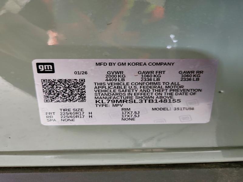 64019016 :رقم المزاد ، KL79MRSL3TB148155 vin ، 2026 Chevrolet Trailblazer مزاد بيع