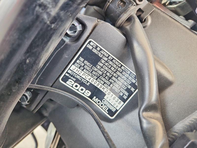 64239186 :رقم المزاد ، JH2PC40089K201635 vin ، 2009 Honda Cbr600 مزاد بيع