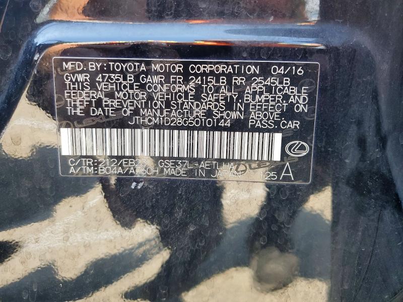 66538946 :رقم المزاد ، JTHCM1D28G5010144 vin ، 2016 Lexus Is مزاد بيع