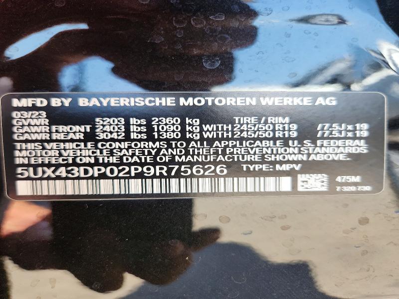 66779876 :رقم المزاد ، 5UX43DP02P9R75626 vin ، 2023 Bmw X3 مزاد بيع