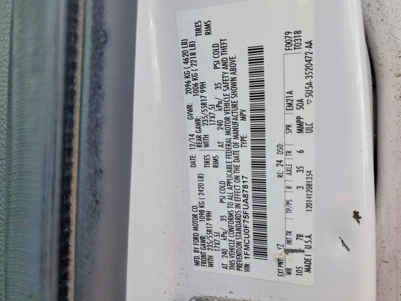 64153536 :رقم المزاد ، 1FMCU0F75FUA87817 vin ، 2015 Ford Escape مزاد بيع