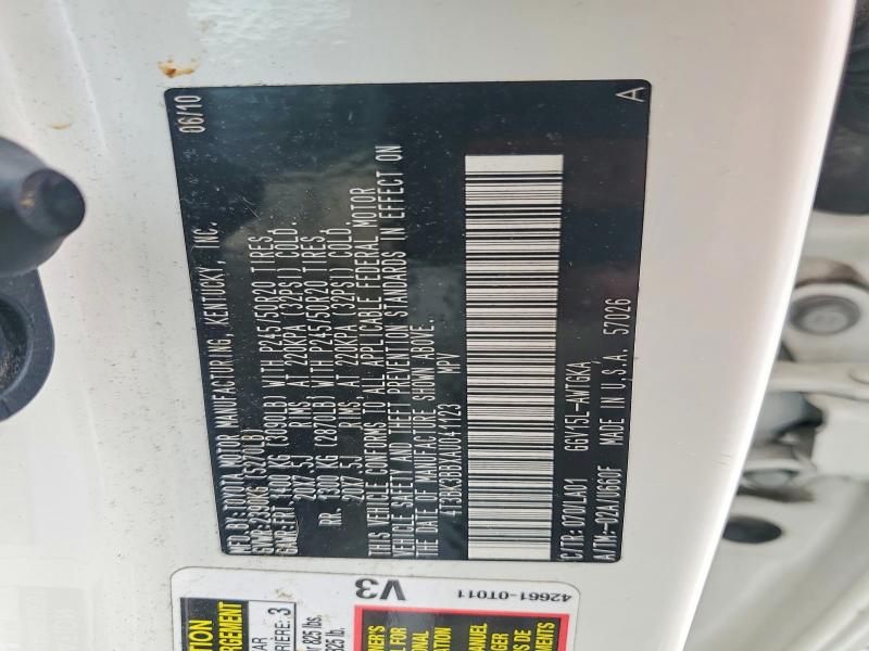 63957706 :رقم المزاد ، 4T3BK3BBXAU041123 vin ، 2010 Toyota Venza مزاد بيع