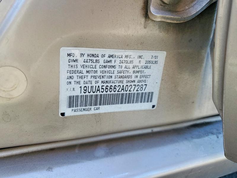 63852766 :رقم المزاد ، 19UUA56662A027287 vin ، 2002 Acura 3.2tl مزاد بيع
