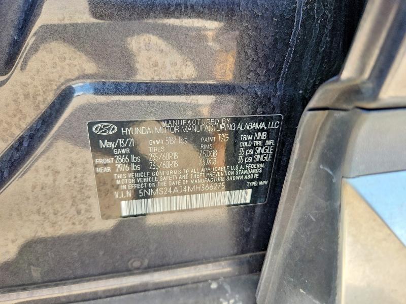 Aukcja sprzedaży 2021 Hyundai Santa Fe, vin: 5NMS24AJ4MH366275, numer aukcji: 65136526