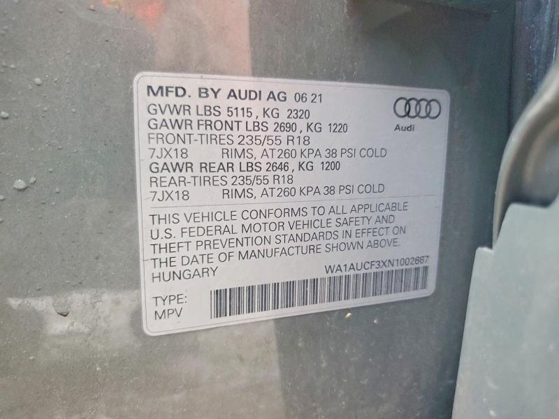 Продажа на аукционе авто 2022 Audi Q3, vin: WA1AUCF3XN1002667, номер лота: 65838346