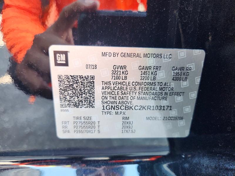 Aukcja sprzedaży 2019 Chevrolet Tahoe, vin: 1GNSCBKC2KR103171, numer aukcji: 66006576