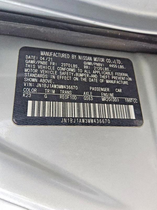 2021 Nissan Rogue Sport მანქანა იყიდება აუქციონზე, vin: JN1BJ1AW3MW436670, აუქციონის ნომერი: 63760506