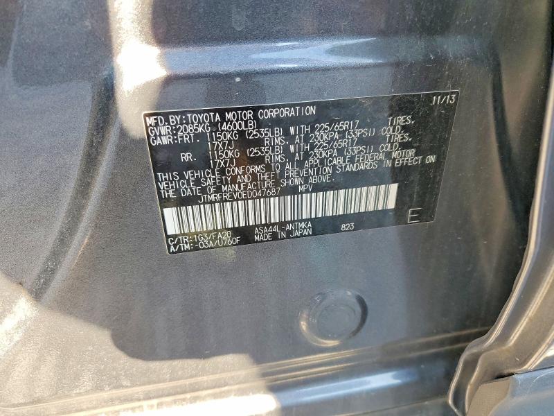 Aukcja sprzedaży 2014 Toyota Rav4, vin: JTMRFREV0ED047687, numer aukcji: 63682976