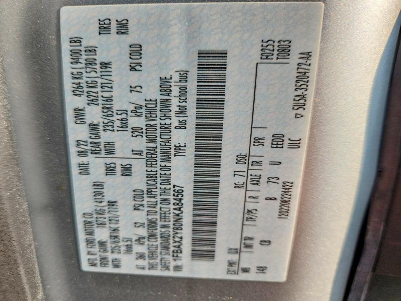 Aukcja sprzedaży 2022 Ford Transit, vin: 1FBAX2Y80NKA84567, numer aukcji: 63927736