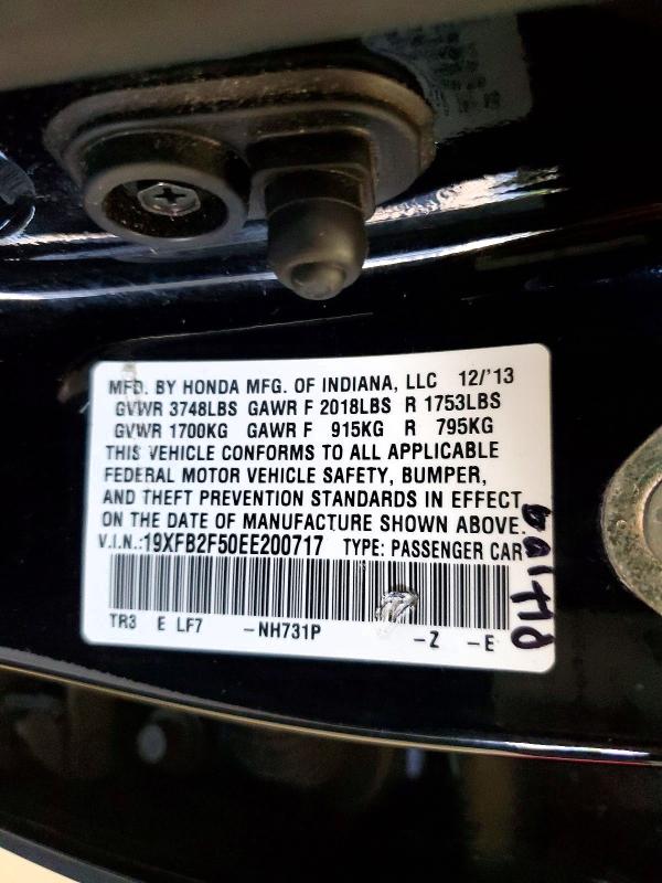 Продажа на аукционе авто 2014 Honda Civic, vin: 19XFB2F50EE200717, номер лота: 62206586