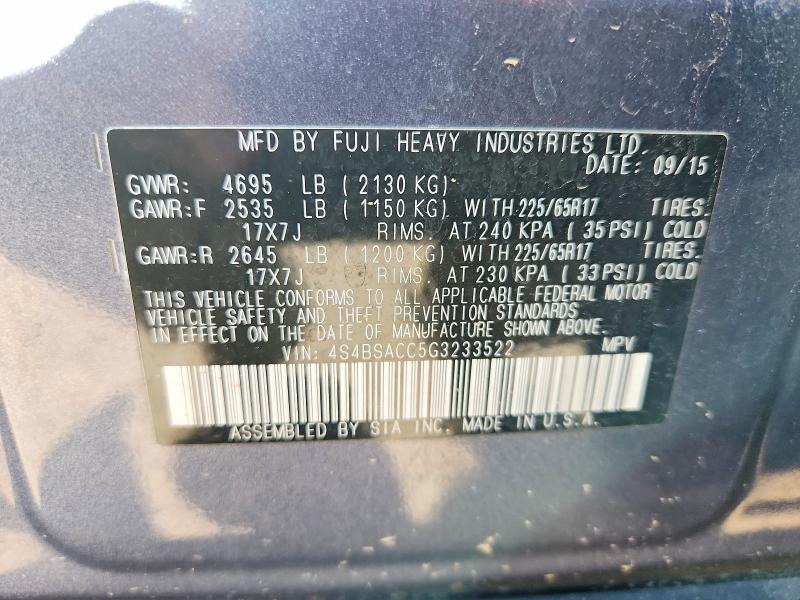 Aukcja sprzedaży 2016 Subaru Outback, vin: 4S4BSACC5G3233522, numer aukcji: 65698836
