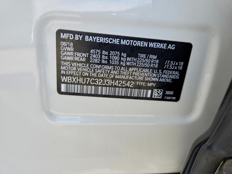 Aukcja sprzedaży 2018 Bmw X1, vin: WBXHU7C32J3H42542, numer aukcji: 64534816