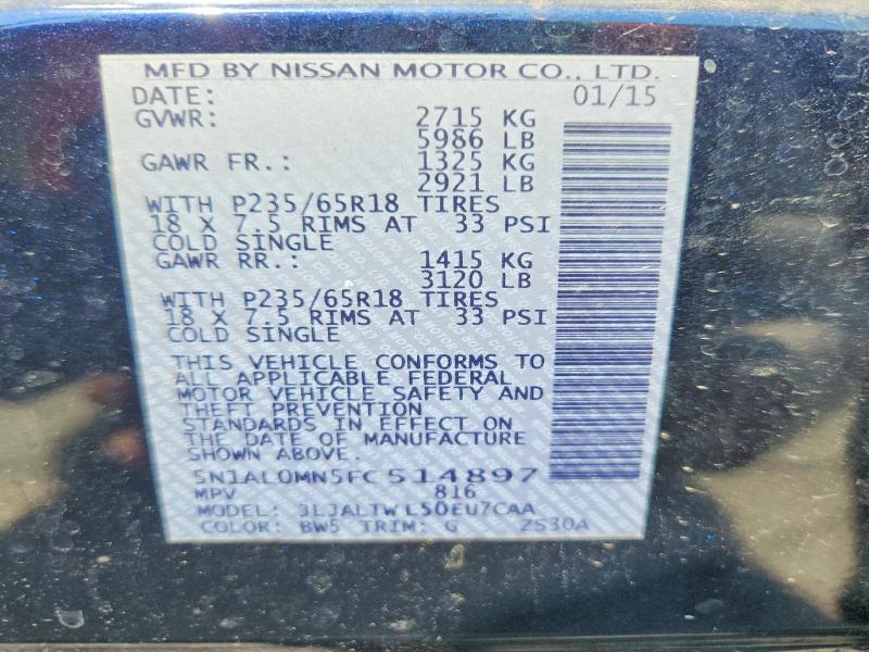 Aukcja sprzedaży 2015 Infiniti Qx60, vin: 5N1AL0MN5FC514897, numer aukcji: 64462646