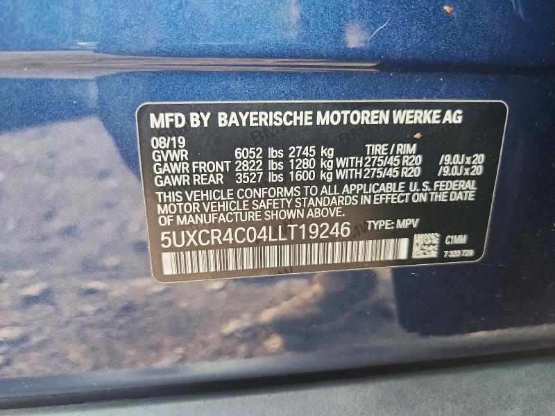 Aukcja sprzedaży 2020 Bmw X5, vin: 5UXCR4C04LLT19246, numer aukcji: 64839496