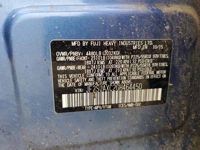 Продаж на аукціоні авто 2016 Subaru Forester, vin: JF2SJAXC2GH464450, номер лоту: 65234906