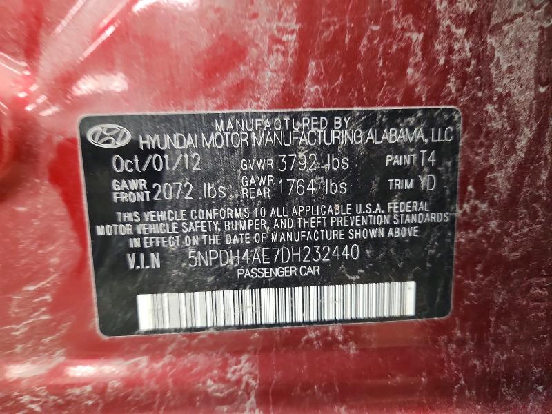 Продажа на аукционе авто 2013 Hyundai Elantra, vin: 5NPDH4AE7DH232440, номер лота: 66926886