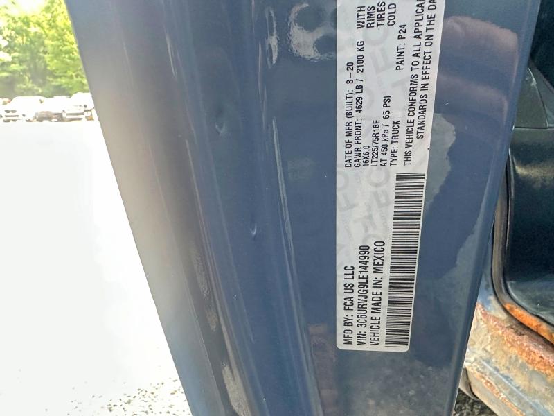 Aukcja sprzedaży 2020 Ram Promaster 3500, vin: 3C6URVJG9LE144990, numer aukcji: 62432756