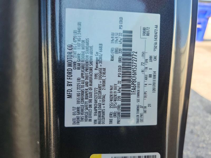 66463456 :رقم المزاد ، 1FA6P8CF6H5272772 vin ، 2017 Ford Mustang مزاد بيع