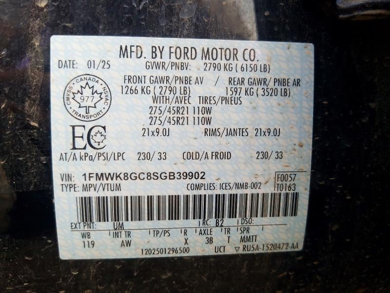 Auction sale of the 2025 Ford Explorer, vin: 1FMWK8GC8SGB39902, lot number: 64436516