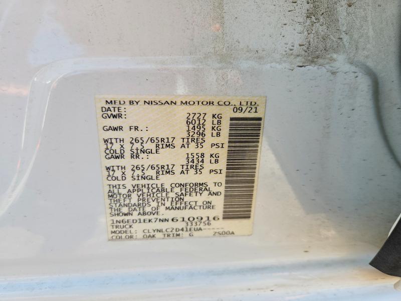 Продажа на аукционе авто 2022 Nissan Frontier, vin: 1N6ED1EK7NN610916, номер лота: 63765086