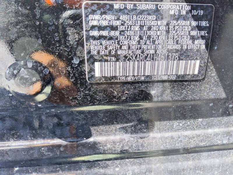 Продаж на аукціоні авто 2020 Subaru Forester, vin: JF2SKARC4LH451378, номер лоту: 64856986