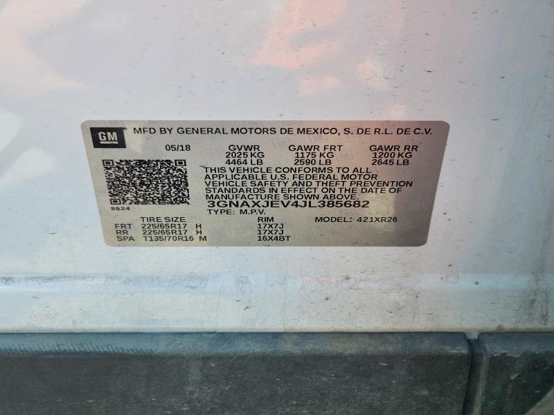 Aukcja sprzedaży 2018 Chevrolet Equinox, vin: 3GNAXJEV4JL385682, numer aukcji: 63843906