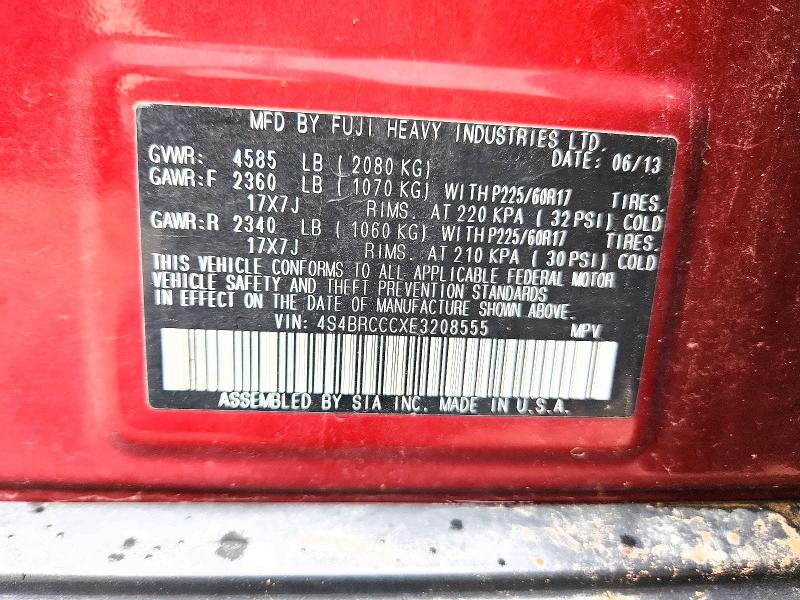 Aukcja sprzedaży 2014 Subaru Outback, vin: 4S4BRCCCXE3208555, numer aukcji: 64985326