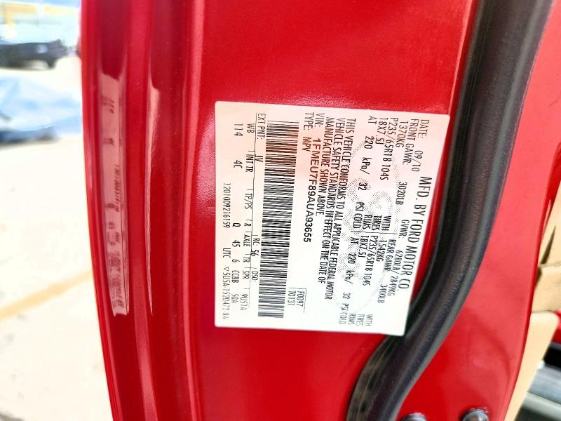 65056316 :رقم المزاد ، 1FMEU7F89AUA93655 vin ، 2010 Ford Explorer مزاد بيع