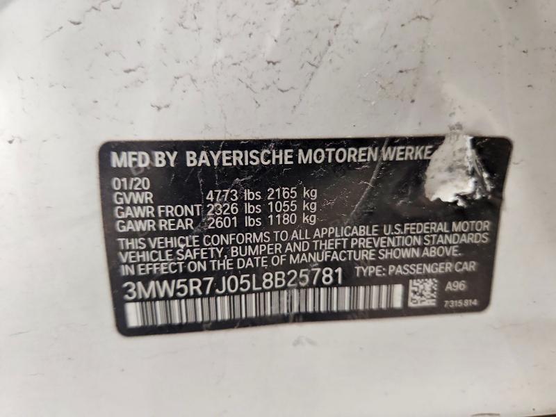 Aukcja sprzedaży 2020 Bmw 330xi, vin: 3MW5R7J05L8B25781, numer aukcji: 63150386
