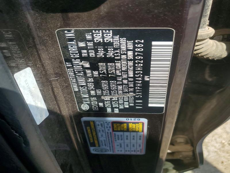 65643616 :رقم المزاد ، 5XYPH4A53HG297862 vin ، 2017 Kia Sorento مزاد بيع
